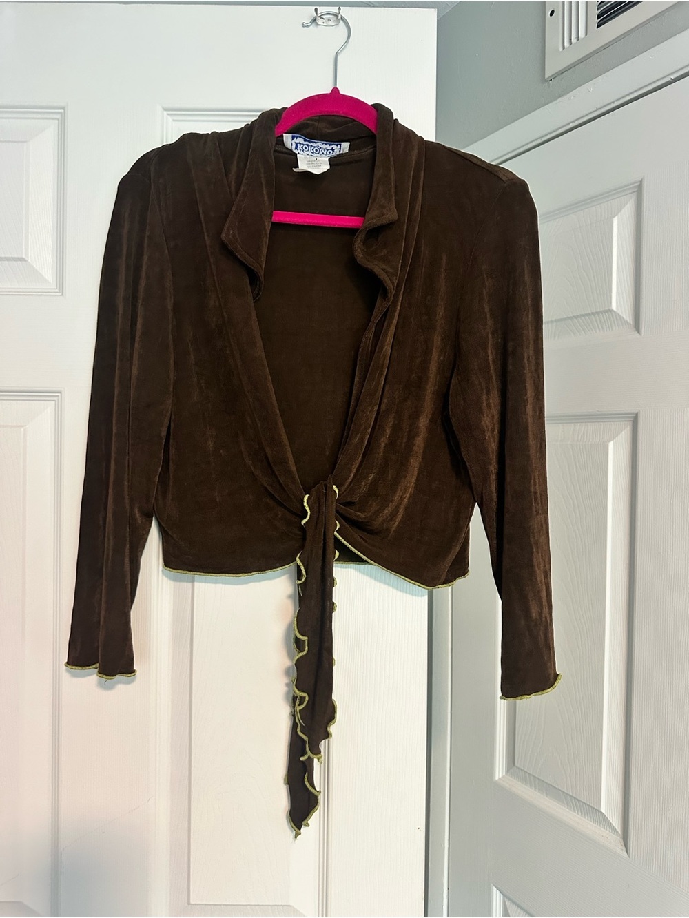 Vintage Kokomo Unlimited Brown Slinky Wrap Top L Lettuce Edge Y2K